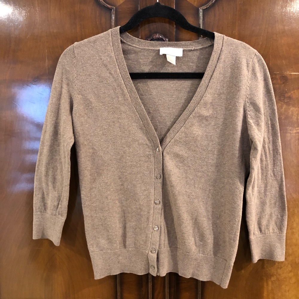 Ann Taylor Loft Brown Half Sleeve Cardigan